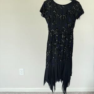 Vintage SWEE LO Dress Black Goth Gypsy Sequin Beaded Dress Size S